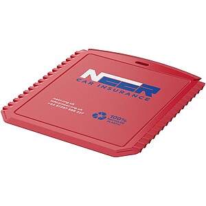 Obdélníková škrabka na led z recyklovaného plastu, červená