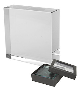 Obdélníkové skleněné težítko vhodné pro 3D laser, 6x6x2cm - reklamní předměty