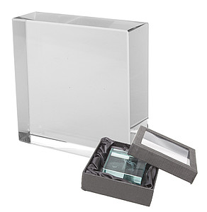 Obdélníkové skleněné težítko vhodné pro 3D laser, 8x8x2cm - reklamní předměty