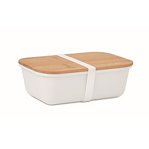 Obědová krabička s bambusovým víčkem, objem 1l, bílá