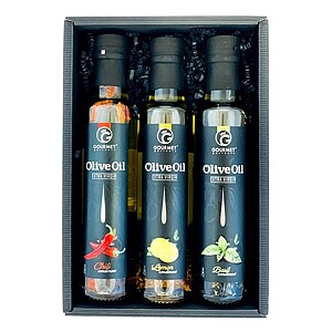 OLIBAC Dárková sada olivových olejů - olej&BAZALKA, olej&CITRON a olej&CHILI - reklamní předměty