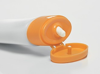 Opalovací mléko 30ml, SPF 30, s karabinou, oranžový