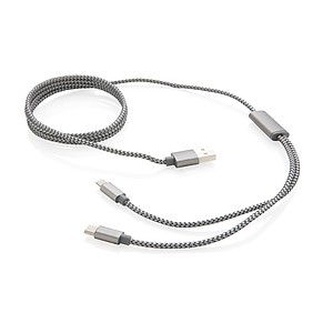 Opletený kabel 3 v 1, šedá - reklamní předměty