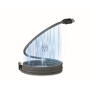 Opletený magnetický kabel, bilá/černá - reklamní předměty