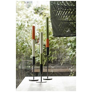 Originalhome sada 3 kusů svíček s diagonálním vzorem, šedozelená