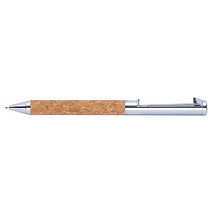 Otočné kuličkové kovové pero s korkovým detailem