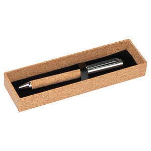 Otočné kuličkové kovové pero s korkovým detailem