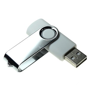 Otočný USB flash disk 2.0 KARKULA, 8 GB, bílá - reklamní předměty