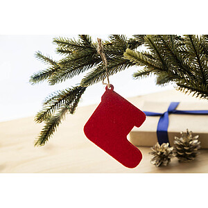 Ozdoba na vánoční stromek RPET, Santa boots, tmavě červená