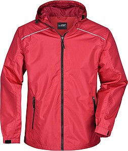 Pánská bunda do deště James & Nicholson RAIN, červená, 3XL
