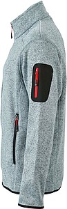 Pánská fleecová bunda James Nicholson knit fleece jacket men, šedá/červená, vel. XL