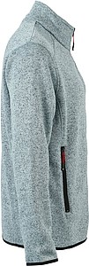 Pánská fleecová bunda James Nicholson knit fleece jacket men, šedá/červená, vel. XL