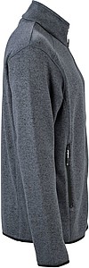 Pánská fleecová bunda James Nicholson knit fleece jacket men, stříbrná/tmavě šedá, vel. 3XL