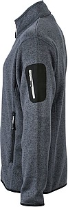 Pánská fleecová bunda James Nicholson knit fleece jacket men, stříbrná/tmavě šedá, vel. XXL