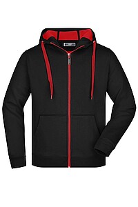 Pánská mikina James & Nicholson Doubleface, černá/červená, velikost 3XL - potisk mikin