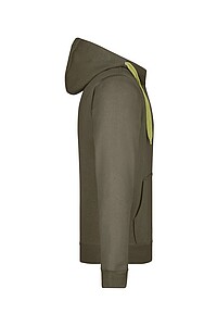 Pánská mikina James & Nicholson Doubleface, vojenská zelená/limetková, velikost L