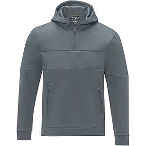 Pánská mikina s kapucí a čtvrtinovým zipem Elevate SAYAN, šedá, vel. XL