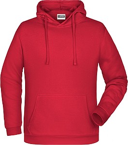 Pánská mikina s kapucí James Nicholson sweat hoodie men, červená, vel. XL