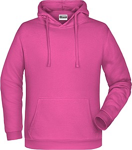 Pánská mikina s kapucí James Nicholson sweat hoodie men, růžová, vel. XL