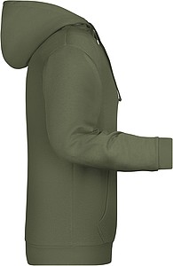 Pánská mikina s kapucí James Nicholson sweat hoodie men, tmavá zelená vojenská, vel. L