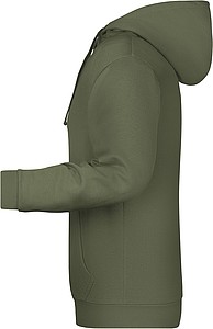 Pánská mikina s kapucí James Nicholson sweat hoodie men, tmavá zelená vojenská, vel. S