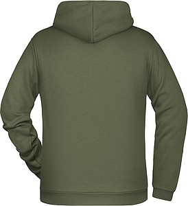 Pánská mikina s kapucí James Nicholson sweat hoodie men, tmavá zelená vojenská, vel. S