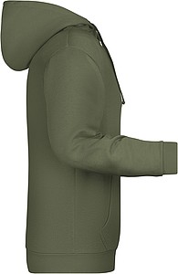 Pánská mikina s kapucí James Nicholson sweat hoodie men, tmavá zelená vojenská, vel. S