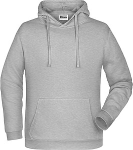 Pánská mikina s kapucí James Nicholson sweat hoodie men, tmavě šedý melír, vel. L