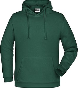 Pánská mikina s kapucí James Nicholson sweat hoodie men, tmavě zelená, vel. M