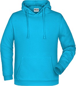 Pánská mikina s kapucí James Nicholson sweat hoodie men, tyrkysová, vel. M