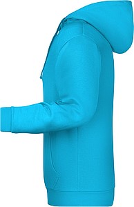 Pánská mikina s kapucí James Nicholson sweat hoodie men, tyrkysová, vel. M