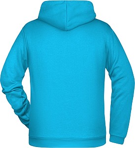 Pánská mikina s kapucí James Nicholson sweat hoodie men, tyrkysová, vel. S