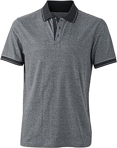 Pánská polokošile James Nicholson polo melange men, šedá/černá, vel. L