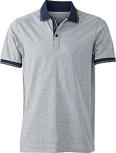 Pánská polokošile James Nicholson polo melange men, šedá/námořní modrá, vel. M