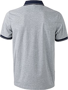 Pánská polokošile James Nicholson polo melange men, šedá/námořní modrá, vel. M
