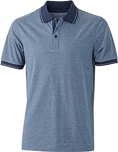 Pánská polokošile James Nicholson polo melange men, sv. modrá/ tmavě modrá, vel. S - reklamní polokošile