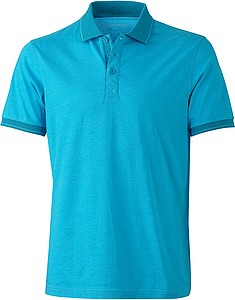 Pánská polokošile James Nicholson polo melange men, tyrkysová/tmavě tyrkysová, vel. M