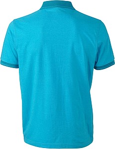 Pánská polokošile James Nicholson polo melange men, tyrkysová/tmavě tyrkysová, vel. S