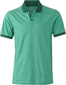 Pánská polokošile James Nicholson polo melange men, zelená/tmavě zelená, vel. M - reklamní polokošile