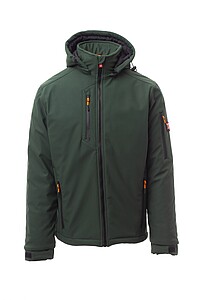 Pánská softshellová bunda PAYPER CREEK PAD ULTRALITE, tmavě zelená, XL - bunda s potiskem