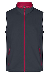 Pánská vesta James & Nicholson Promo softshell, tmavě šedá/červená, velikost S
