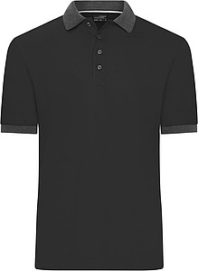Pánské kontrastní piqué polo James & Nicholson, černá, L - reklamní polokošile