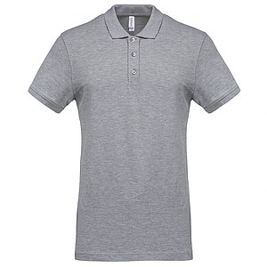 Pánské polotriko KARIBAN SHORT-SLEEVED PIQUÉ POLO SHIRT, světle šedý melír, L - reklamní polokošile