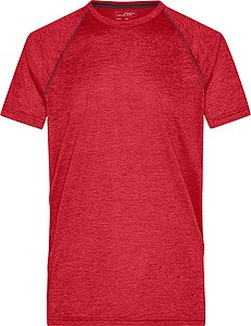 Pánské sportovní tričko James Nicholson sports T-shirt men, červený melír/černá, vel. L - sportovní trička s vlastním potiskem