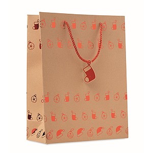 Papírová vánoční dárková taška, 25x11x32 cm, červený vzor - dárkové předměty s potiskem