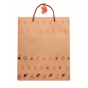 Papírová vánoční dárková taška, 25x11x32 cm, červený vzor