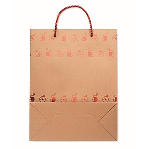 Papírová vánoční dárková taška, 25x11x32 cm, červený vzor