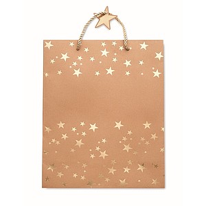 Papírová vánoční dárková taška, 25x11x32 cm, zlatý vzor