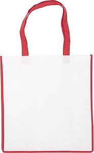PARIOLA Nákupní taška z netkané textilie, bílá s červeným lemem - taška s vlastním potiskem