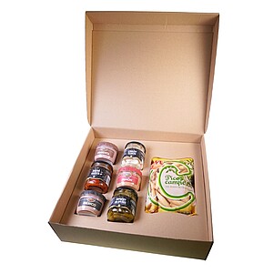 PARTA Dárková sada - kuřecí a vepřová paštika, vepřova paštika Iberico, tyčinky picos, česnek, sušená rajčata a jalapeňos - reklamní předměty